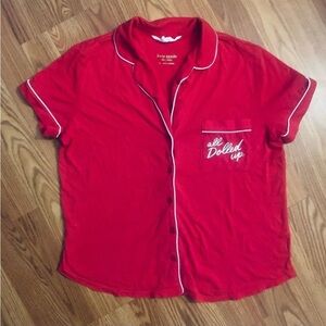 Kate Spade Red Pajama Top  All Dolled Up in White Size Medium